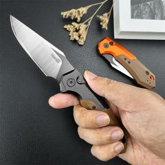 Kershaw 7851 Launch 19 AUTO Folding Knife 3.3" CPM-154 Two-Tone Clip Point Blade, Black Anodized Aluminum Handles with Earth Brown G10 Scale
