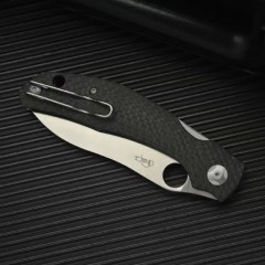 Spy Kapara Folding Knife 3.54" S30V Satin Plain Blade, Carbon Fiber Handles, Compression Lock - C241CF
