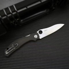 Spy Kapara Folding Knife 3.54" S30V Satin Plain Blade, Carbon Fiber Handles, Compression Lock - C241CF