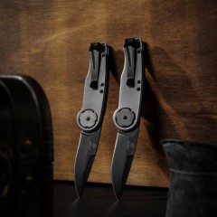 Mantis Hawk Designs Gearhead Folding Knife 2.76" Drop Point Plain Blade, Gray Aluminum Handles