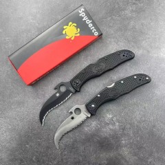 Spyderco C12 Emerson Opener Folding Knife 3.62" VG10 Serrated Blade with Wave, Black FRN Handles, Lockback - C12SBK