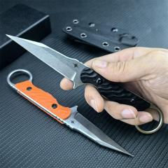 Toor Knives Limited Edition Shank W Fixed Blade Neck Knife 3.15" CPM-M4 Black Blade, Machined Carbon Fiber Handles