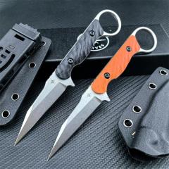 Toor Knives Limited Edition Shank W Fixed Blade Neck Knife 3.15" CPM-M4 Black Blade, Machined Carbon Fiber Handles