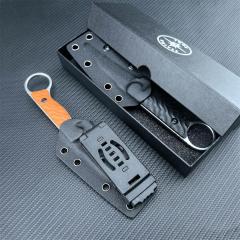 Toor Knives Limited Edition Shank W Fixed Blade Neck Knife 3.15" CPM-M4 Black Blade, Machined Carbon Fiber Handles