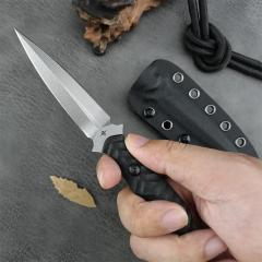 Toor Knives Specter R Fixed Blade Knife 3.94" CPM-M4 Double Edge Dagger Blade, Black G10 Handles