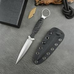 Toor Knives Specter R Fixed Blade Knife 3.94" CPM-M4 Double Edge Dagger Blade, Black G10 Handles