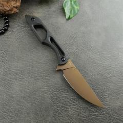 Toor Knives Willow Fixed Blade Knife 3.58" CPM-154 Drab Drop Point Blade, Black G10 Handles