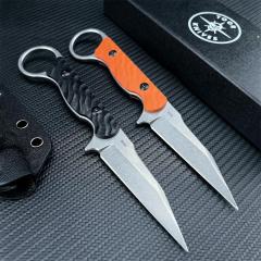 Toor Knives Limited Edition Shank W Fixed Blade Neck Knife 3.15" CPM-M4 Black Blade, Machined Carbon Fiber Handles