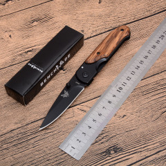 Benchmade DA44 Folding Knife 2.95" 3Cr13 Satin Plain Blade, Wood Handles