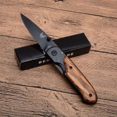 Benchmade DA44 Folding Knife 2.95" 3Cr13 Satin Plain Blade, Wood Handles