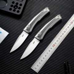 ZT 0556 AUTO Folding Knife 3.35" CPM-MagnaCut Two-Tone Drop Point Blade, Titanium Handles with Carbon Fiber Inlays