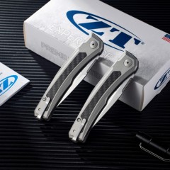 ZT 0556 AUTO Folding Knife 3.35" CPM-MagnaCut Two-Tone Drop Point Blade, Titanium Handles with Carbon Fiber Inlays