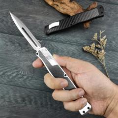 Heretic Knives Cleric II OTF AUTO 3.94" D2 Double Edge Blade, Aluminum+Carbon Fiber Handles