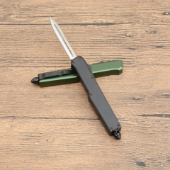 Mini SLM Combat OTF Knife 3.35" CPM-D2 Satin Blade, Aluminum Alloy Handles
