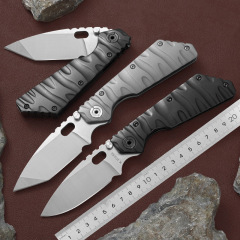 M.Strider Custom SMF Tank Folding Knife 3.74" CPM-D2 Blade, All-steel Handles