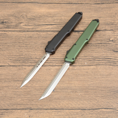 Mini SLM Combat OTF Knife 3.35" CPM-D2 Satin Blade, Aluminum Alloy Handles