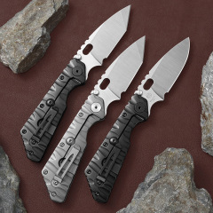 M.Strider Custom SMF Tank Folding Knife 3.74" CPM-D2 Blade, All-steel Handles