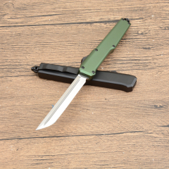 Mini SLM Combat OTF Knife 3.35" CPM-D2 Satin Blade, Aluminum Alloy Handles
