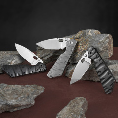 M.Strider Custom SMF Tank Folding Knife 3.74" CPM-D2 Blade, All-steel Handles