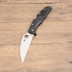 Spy Endura 4 Folding Knife 3.74" VG10 Plain Blade, Black FRN Handles, Lockback - C10SBK