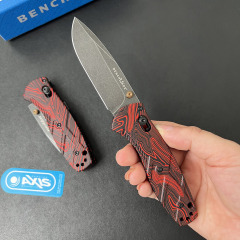 BM 585BK-251 Gold Class Mini Barrage AXIS-Assisted Folding Knife 2.95" S90V Black DLC Plain Blade, G10 Handles