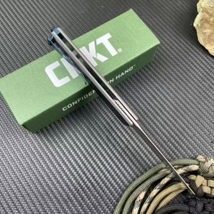 CRKT 7190 Flipper Knife 2.76" 8Cr13mov Combo Drop Blade, Carbon Fiber Handles