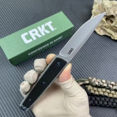 CRKT 7190 Flipper Knife 2.76" 8Cr13mov Combo Drop Blade, Carbon Fiber Handles