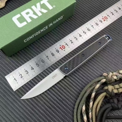CRKT 7190 Flipper Knife 2.76" 8Cr13mov Combo Drop Blade, Carbon Fiber Handles