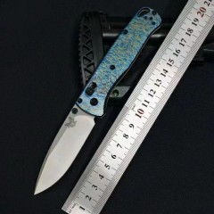BM Customize 535BK Bugout AXIS Folding Knife 3.15" M390 Satin Plain Blade, TC4 Handles