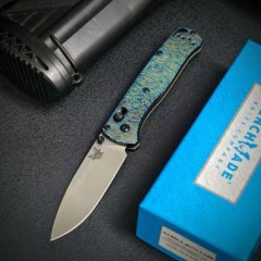 BM Customize 535BK Bugout AXIS Folding Knife 3.15" M390 Satin Plain Blade, TC4 Handles