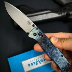 BM Customize 535BK Bugout AXIS Folding Knife 3.15" M390 Satin Plain Blade, TC4 Handles