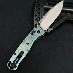 BM Customize 535BK Bugout AXIS Folding Knife 3.15" M390 Satin Plain Blade, TC4 Handles