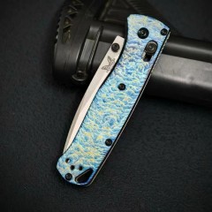 BM Customize 535BK Bugout AXIS Folding Knife 3.15" M390 Satin Plain Blade, TC4 Handles