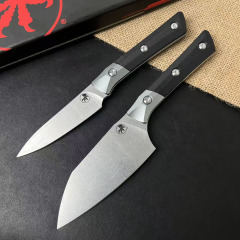 MT SanDe Kitchen Fixed Blade Knife 4.53" 5cr13 Blade, Aluminum Ally+G10 Handles