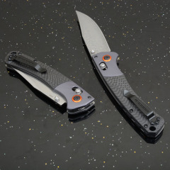 BM 15080-1 Hunt Crooked River Folding 3.97" S30V/Damascus Clip Point Blade, Carbon Fiber Handles