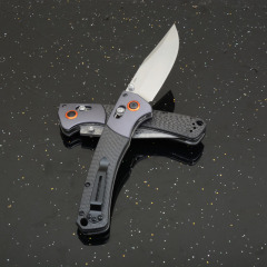BM 15080-1 Hunt Crooked River Folding 3.97" S30V/Damascus Clip Point Blade, Carbon Fiber Handles
