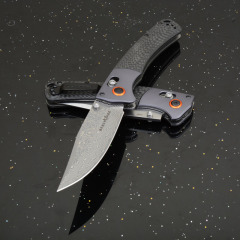 BM 15080-1 Hunt Crooked River Folding 3.97" S30V/Damascus Clip Point Blade, Carbon Fiber Handles
