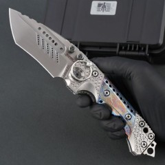 Miller Bros.BIsdes T1 Folding Blade Knife 4.13" VG-10 Combo Tanto Blade, TC4 Handles