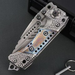 Miller Bros.BIsdes T1 Folding Blade Knife 4.13" VG-10 Combo Tanto Blade, TC4 Handles