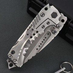 Miller Bros.BIsdes T1 Folding Blade Knife 4.13" VG-10 Combo Tanto Blade, TC4 Handles