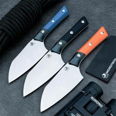 MT Kitchen Fixed Blade Knife 4.53" D2 Blade, Aluminum Alloy+G10 Handles