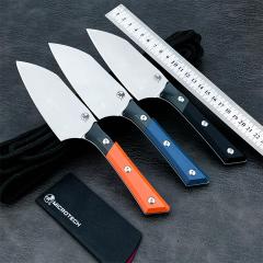 MT Kitchen Fixed Blade Knife 4.53" D2 Blade, Aluminum Alloy+G10 Handles
