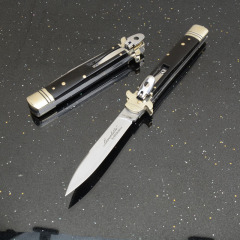 Italy Classical 9'' AKC Leverletto OTF AUTO Knife 3.54" D2 Steel Blade, OX Horn Handles