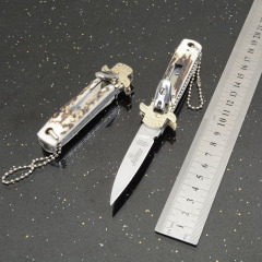 Italy AKC Leverletto By Bill DeShivs OTF AUTO Knife 2.44'' D2 Steel Blade, Natural Antler Handles