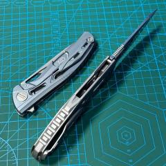 Shirogorov F7 Edition Flipper Knife 3.7" M390 Point Blade, TC4 Handles