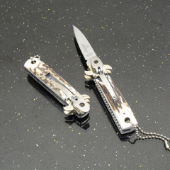 Italy AKC Leverletto By Bill DeShivs OTF AUTO Knife 2.44'' D2 Steel Blade, Natural Antler Handles