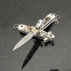 Italy AKC Leverletto By Bill DeShivs OTF AUTO Knife 2.44'' D2 Steel Blade, Natural Antler Handles