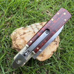 Classical Italy AKC Leverletto By Bill DeShivs OTF AUTO Knife 3.54'' D2 Blade, Copper +Snake Patterned wood Handles