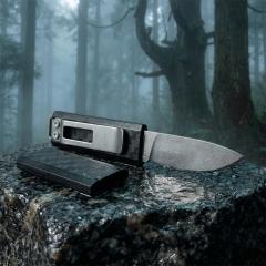 CRKT 2425 TJ Scribe Pocket Fixed Blade Knife 1.57" Stonewashed Drop Point, Nylon Handles