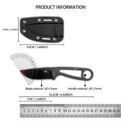 ANT IZULA Fixed Blade Knife 2.76" 8Cr13 Satin Blade, 8Cr13 Handles